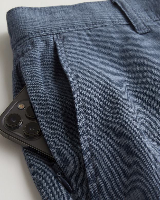 Bottoms Hollister Men Flat-Front Linen Blend Shorts 9\\ 488201312 Heather Navy